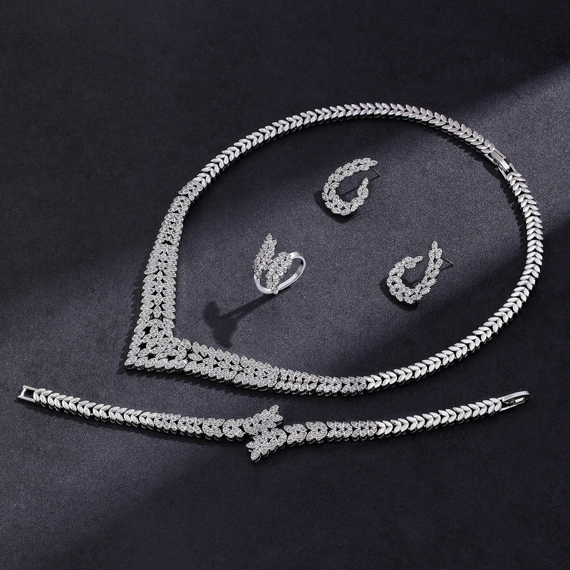 Luxuoso Kit de Noiva Árabe em Zircônia 24K, 4 Peças Sofisticadas para Casamento e Festas Elegantes