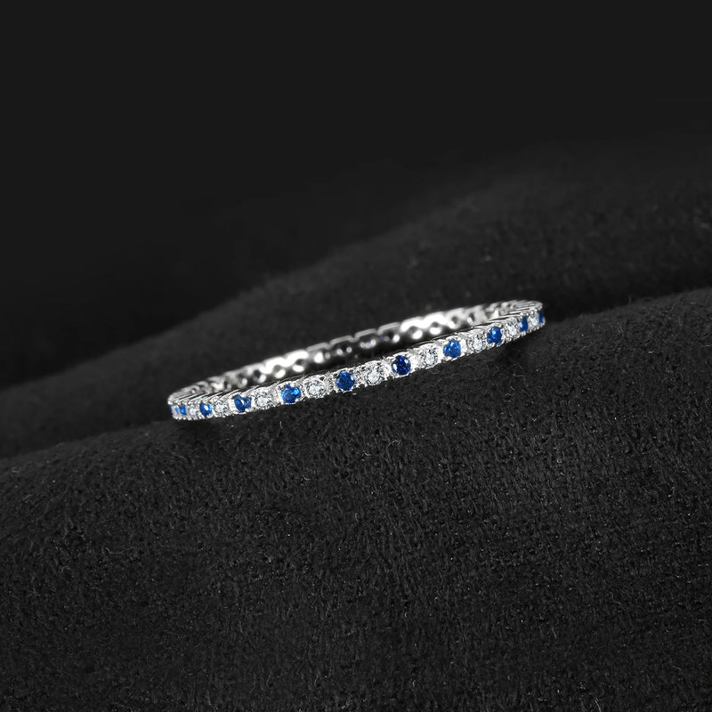 Anel Feminino em Prata 925 com Espinélio Azul ou Rubi Criado, Luxo Clássico para Casamentos e Ocasiões Especiais