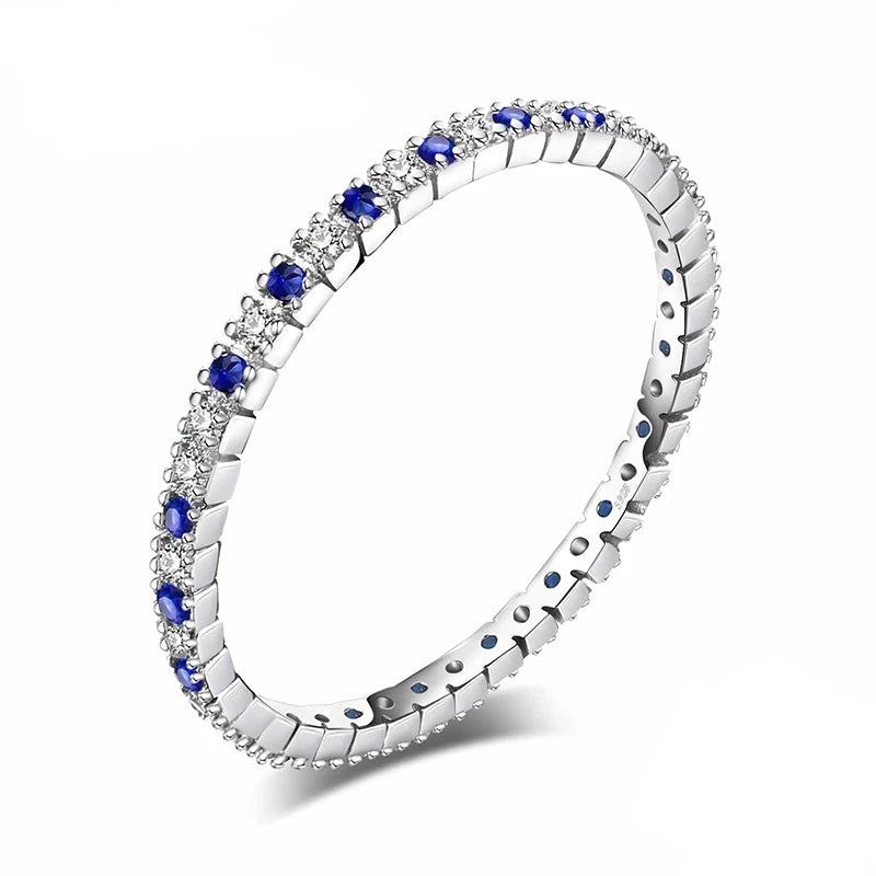 Anel Feminino em Prata 925 com Espinélio Azul ou Rubi Criado, Luxo Clássico para Casamentos e Ocasiões Especiais