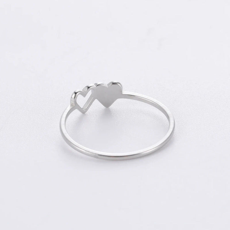 Anel Feminino de Coração Duplo com Letra Inicial em Aço Inoxidável Banhado a Ouro 18K, Moda Personalizada para Casamento e Presentes