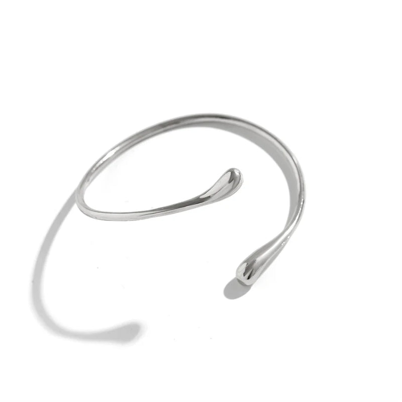 Pulseira Aberta Feminina Estilo Manguito Gota de Água, Design Vintage Geométrico com Toque Boho