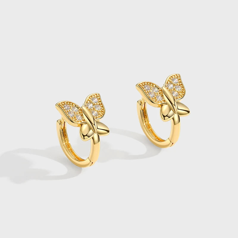 Brincos de Argola com Zircão Banhados a Ouro 14K, Joia Clássica e Versátil para Mulheres Modernas