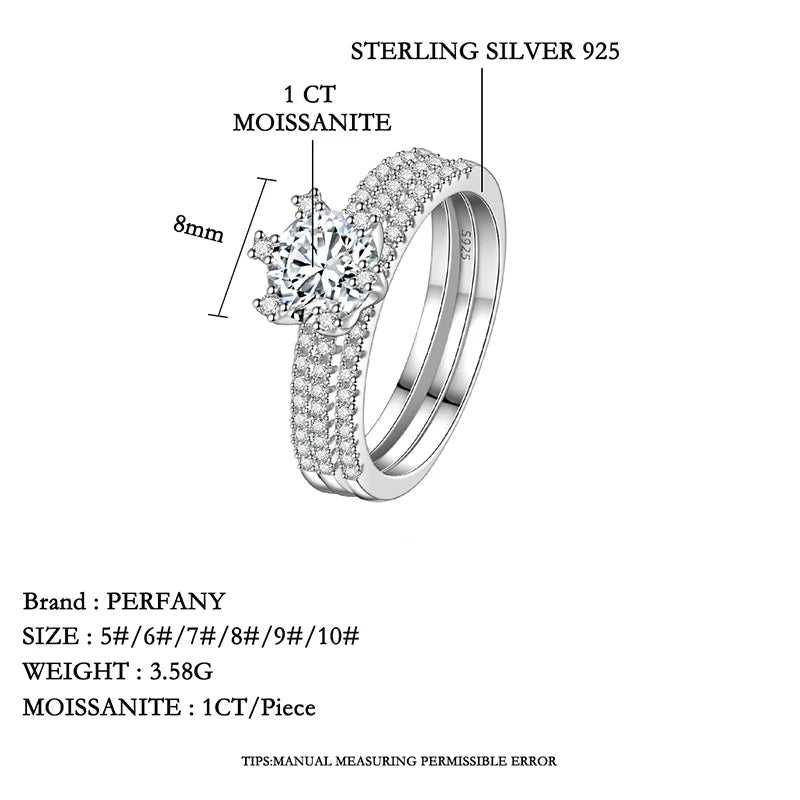 Anel de Noiva em Prata 925 com Moissanite de 0.5 a 1CT, Luxo e Brilho Atemporal para Casamento