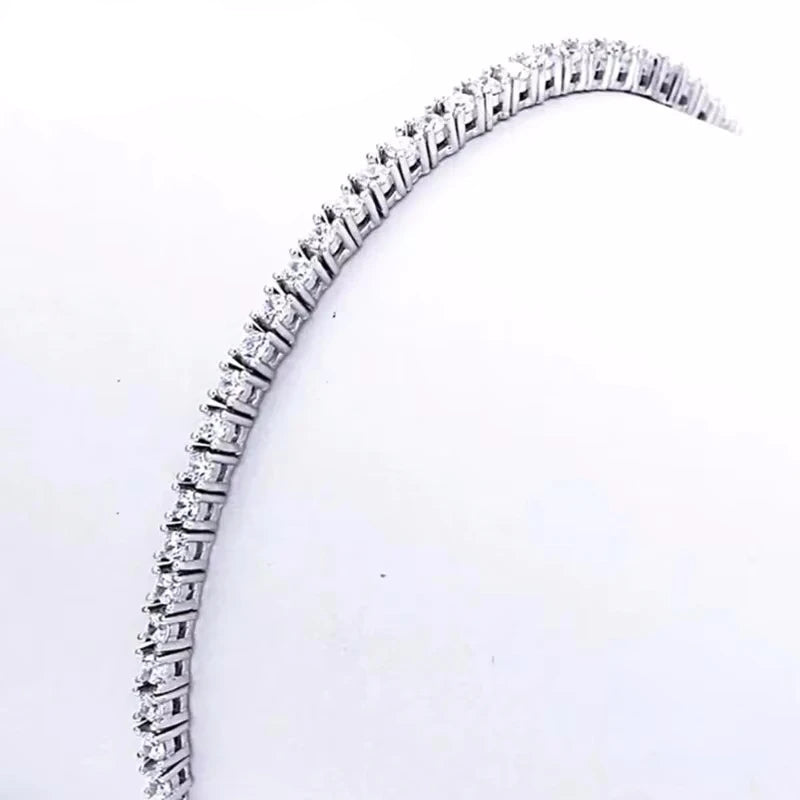 Pulseira Feminina em Prata 925 Estilo Tênis com Cristais de Zircônia, Luxo Moderno e Sofisticação Atemporal