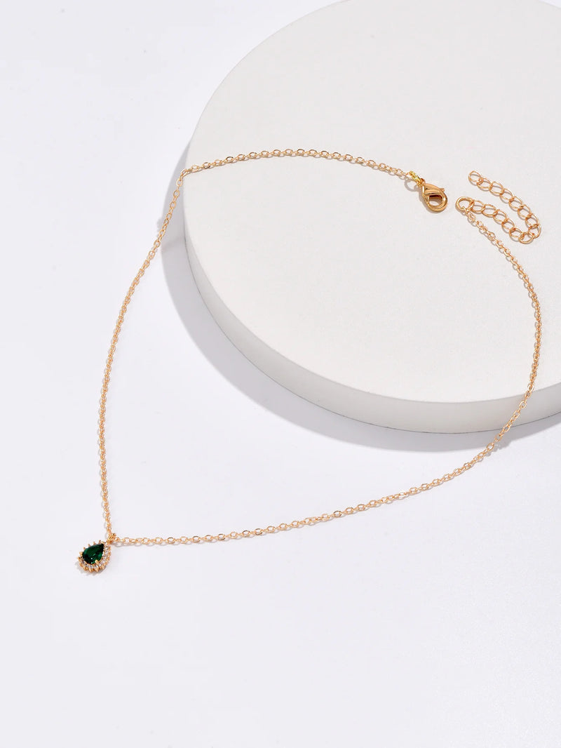 Colar Pingente Gota de Água em Zircão, Estilo Clássico e Elegância para Festas e Casamentos