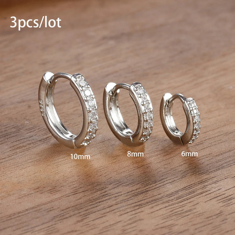 Conjunto com 3 Pares de Brincos Estrela em Aço Inoxidável Banhados a Ouro 18K, Estilo Punk e Moderno
