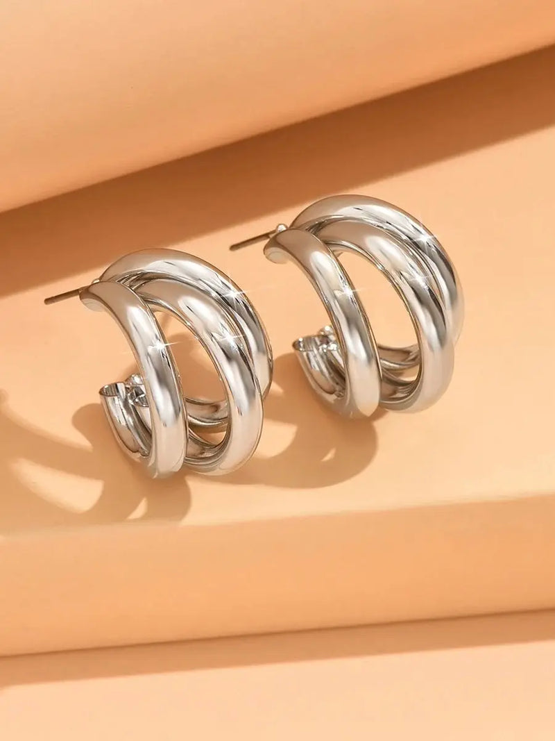 Brincos de Argola Dourados Geométricos, Design Vintage Elegante para Festas e Ocasiões Especiais