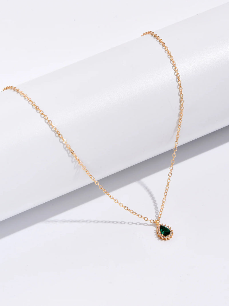 Colar Pingente Gota de Água em Zircão, Estilo Clássico e Elegância para Festas e Casamentos