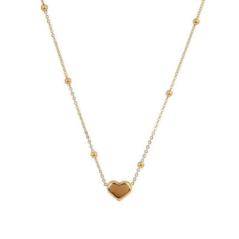 Colar Gargantilha com Corações Empilhados em Aço Inoxidável Dourado, Minimalismo e Elegância Feminina