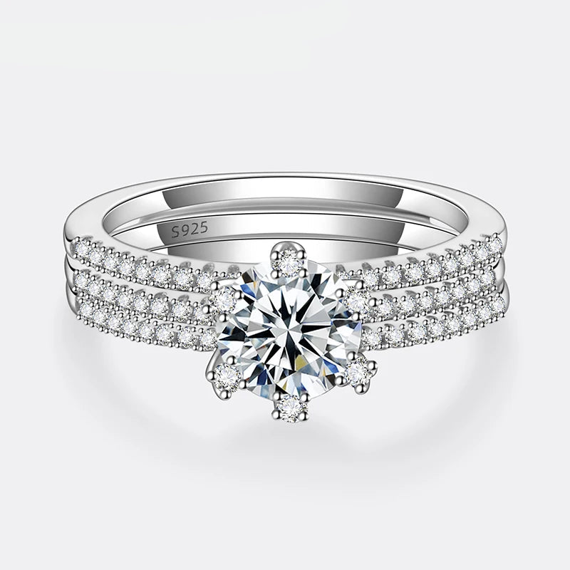 Anel de Noiva em Prata 925 com Moissanite de 0.5 a 1CT, Luxo e Brilho Atemporal para Casamento