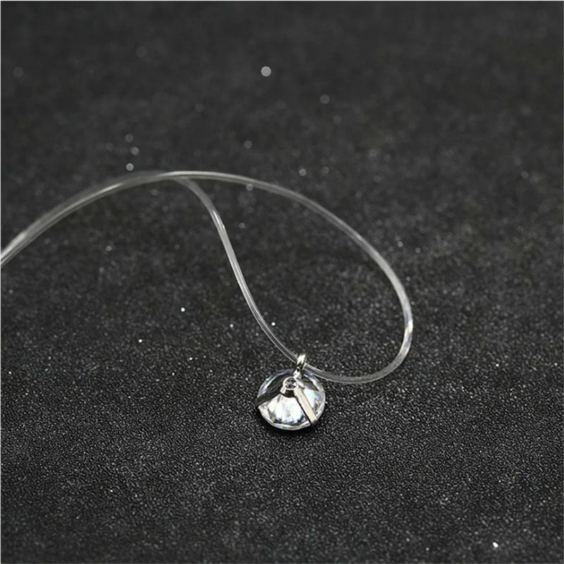 Gargantilha Minimalista com Cristal Zircão Transparente, Joia Delicada e Sofisticada para Mulheres