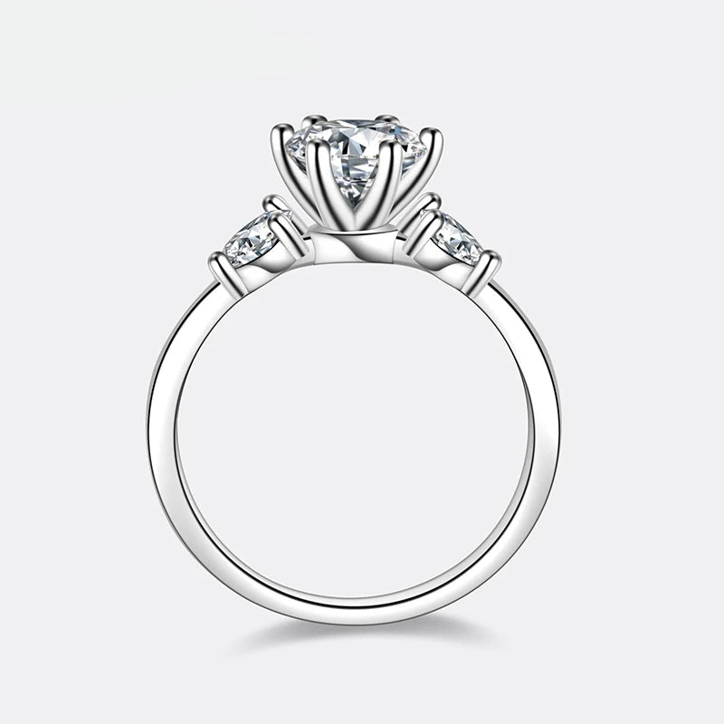 Anel Feminino em Prata 925 com Moissanite 1CT Design Floral, Elegância Atemporal para Casamentos e Momentos Especiais