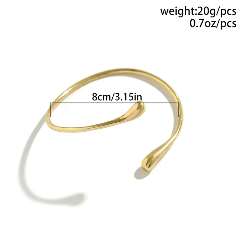 Pulseira Aberta Feminina Estilo Manguito Gota de Água, Design Vintage Geométrico com Toque Boho