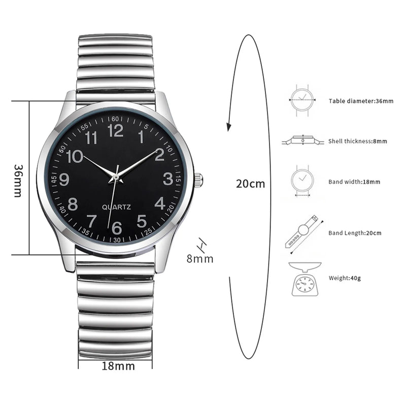 Relógio Unissex de Quartzo Retangular em Aço Inox, Pulseira Metálica Clássica e Design Casual Minimalista