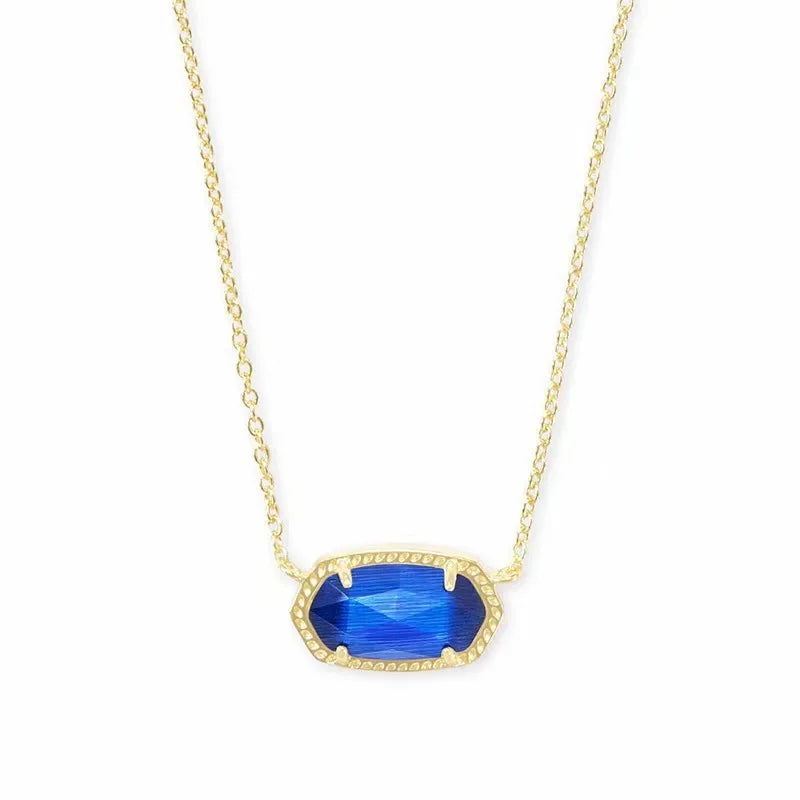 Colar Clássico com Pedra Oval Azul Olho de Gato, Elegância Intemporal em Cada Detalhe
