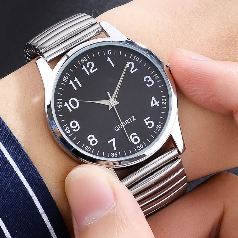 Relógio Unissex de Quartzo Retangular em Aço Inox, Pulseira Metálica Clássica e Design Casual Minimalista
