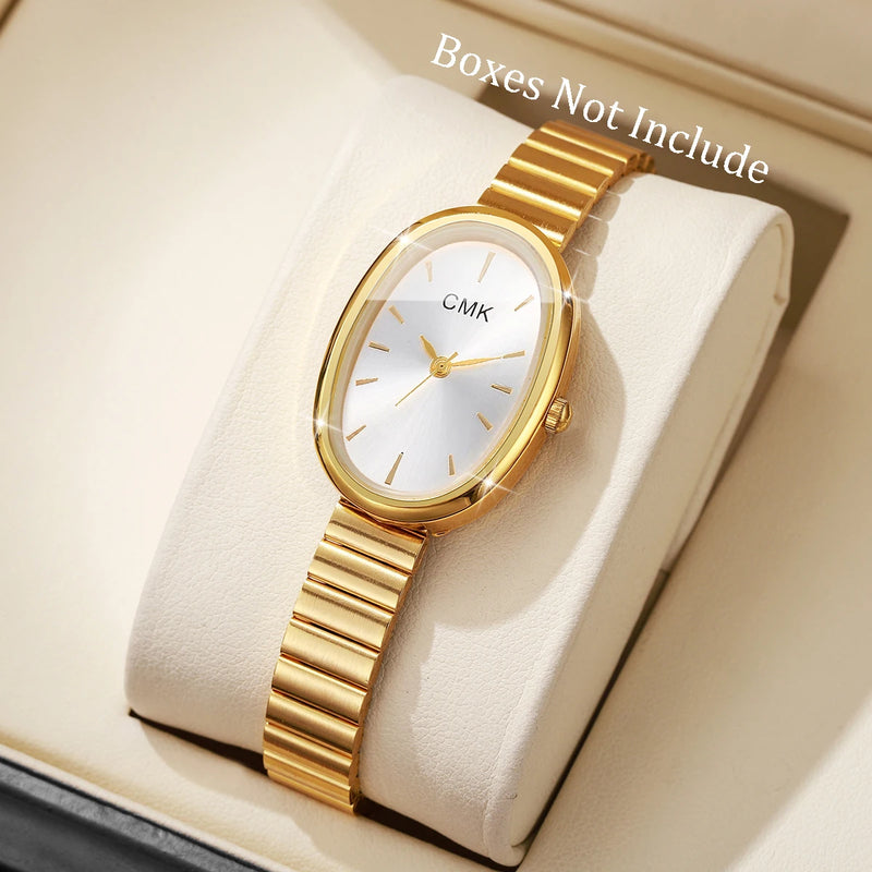 Relógio Feminino Oval Ultra-Fino 22mm, Pulseira Metálica e Estilo Clássico para Looks Delicados e Versáteis
