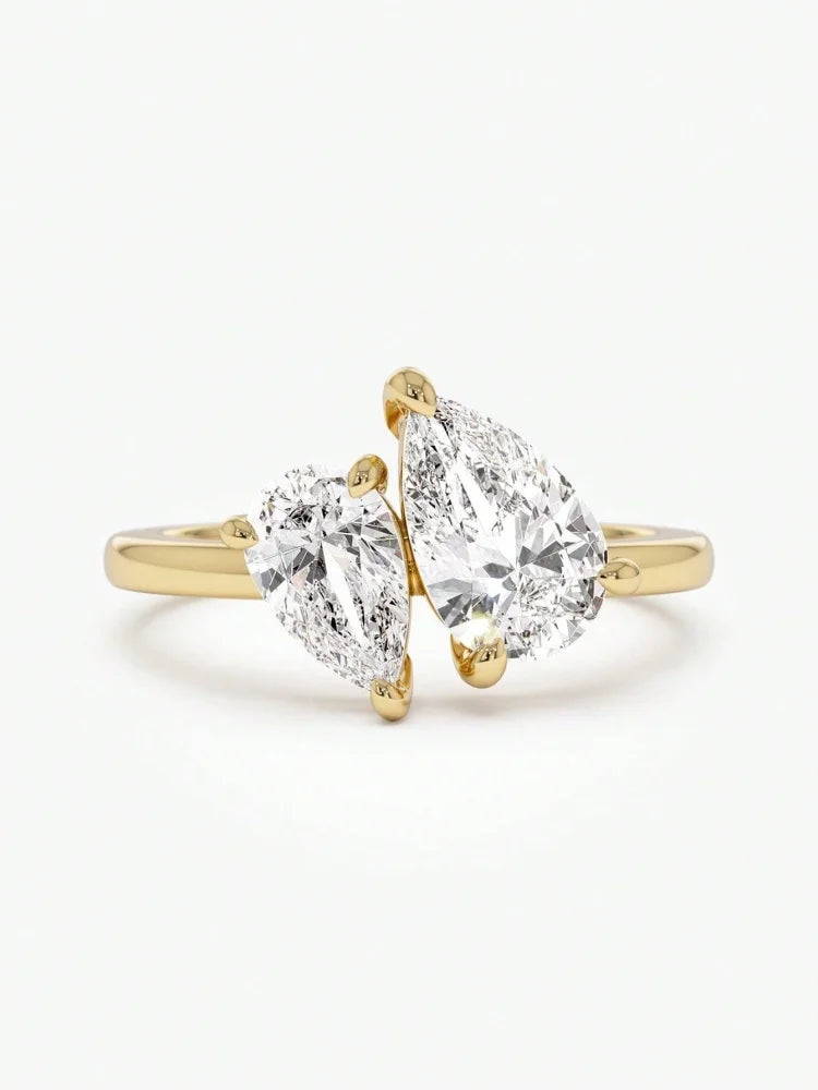Anel Feminino em Prata 925 com Pedra Gota de Água CZ, Brilho Deslumbrante para Casamento e Festas