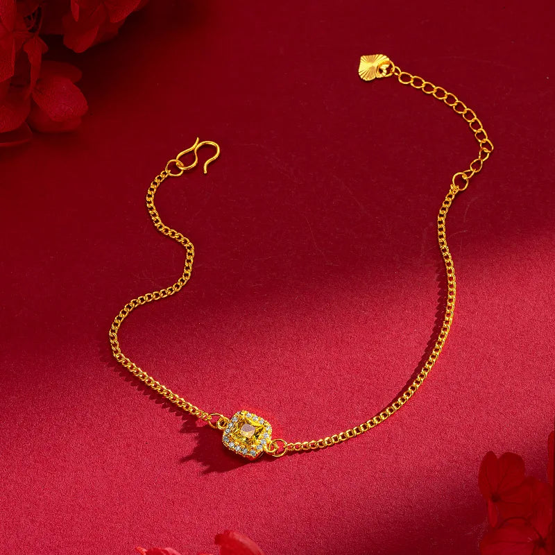 Conjunto de Luxo Feminino em Ouro 24K com Diamante Natural, Joias Exclusivas de Alto Padrão