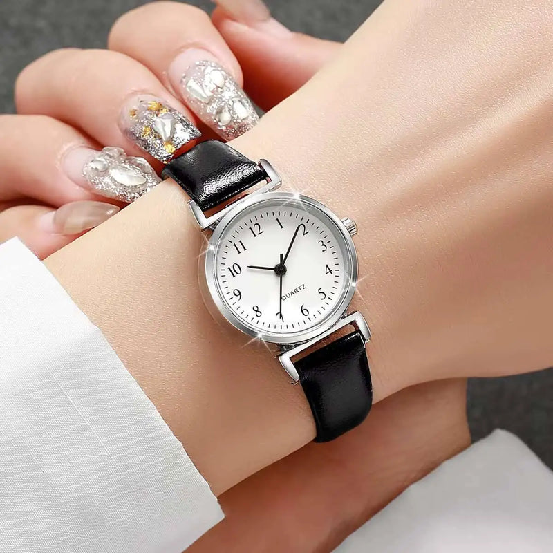 Kit com 2 Relógios Femininos de Quartzo, Mostrador Pequeno de 25mm e Pulseira em Couro Elegante