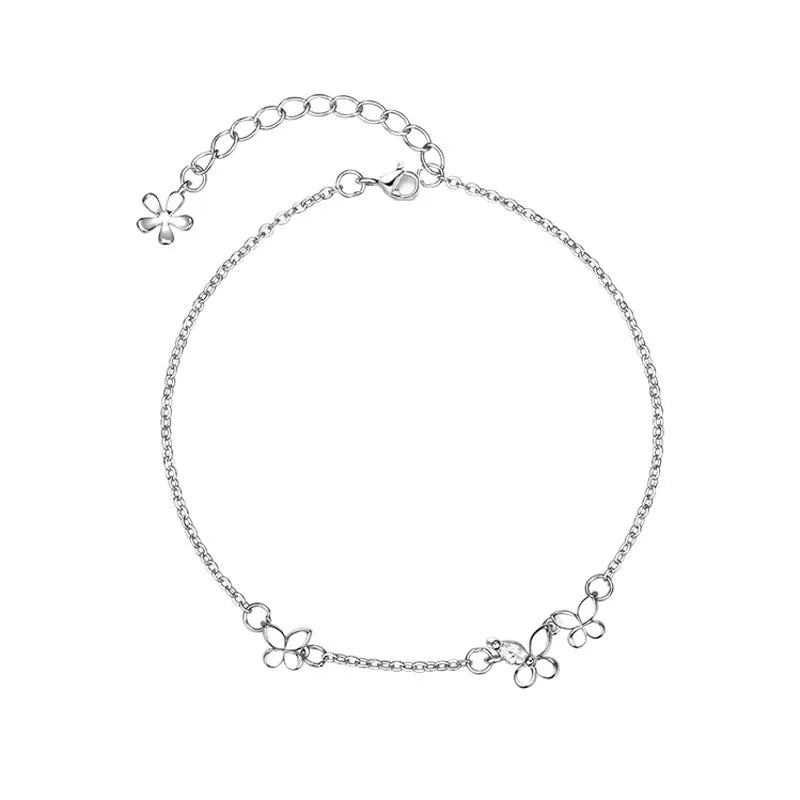 Pulseira Feminina em Prata 925 com Borboletas Cravejadas, Design Romântico e Ajustável para Datas Especiais