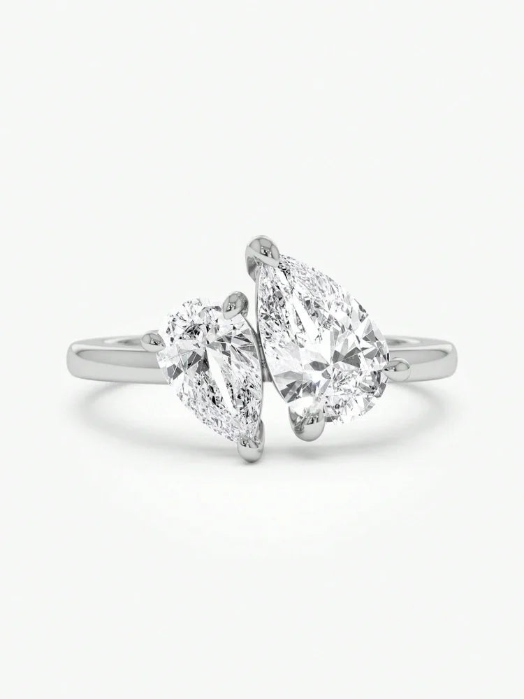 Anel Feminino em Prata 925 com Pedra Gota de Água CZ, Brilho Deslumbrante para Casamento e Festas