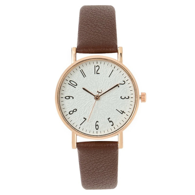 Relógio Feminino de Quartzo 33mm com Pulseira de Couro Sintético, Look Casual Delicado para Presentear