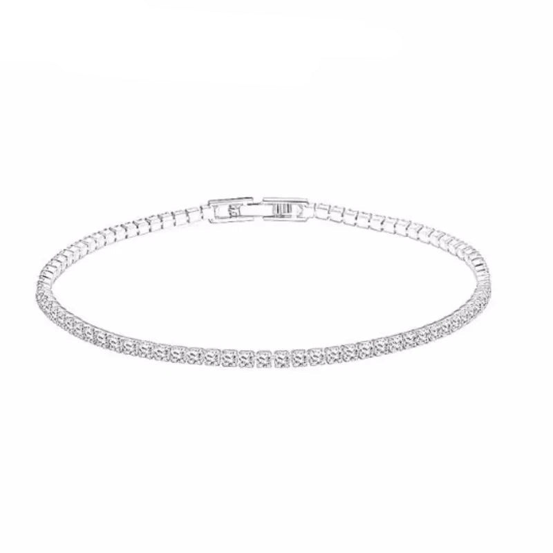 Pulseira Feminina em Prata 925 Estilo Tênis com Cristais de Zircônia, Luxo Moderno e Sofisticação Atemporal