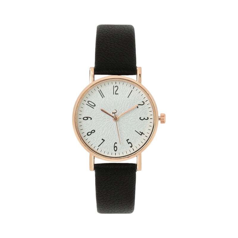 Relógio Feminino de Quartzo 33mm com Pulseira de Couro Sintético, Look Casual Delicado para Presentear