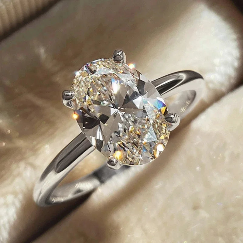 Anel Feminino de Noivado em Prata 925 com Zircão Brilhante 1–8ct, Joia Romântica e Atemporal