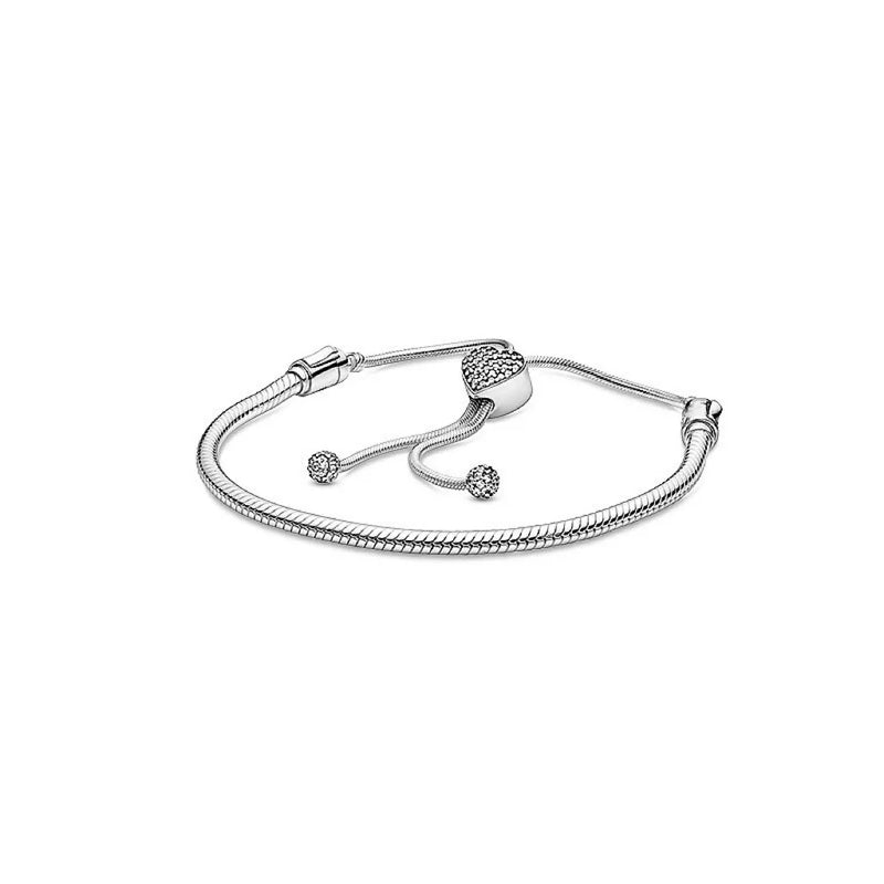 Pulseira Feminina em Prata 925 Ajustável com Zircônia, Joia Atemporal e Elegante para Presentear