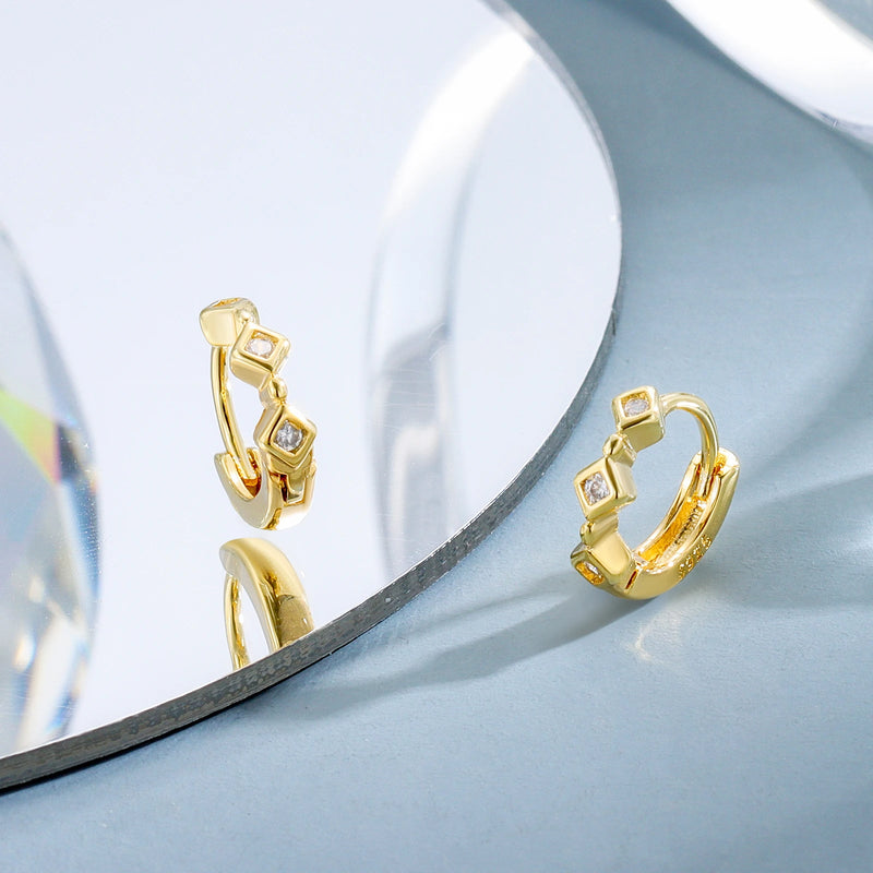 Brincos Femininos Clássicos com Zircão Incrustado, Elegância Atemporal para Presentear em Datas Especiais