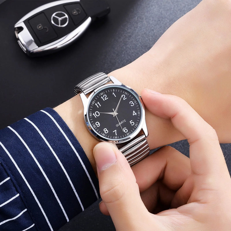 Relógio Unissex de Quartzo Retangular em Aço Inox, Pulseira Metálica Clássica e Design Casual Minimalista