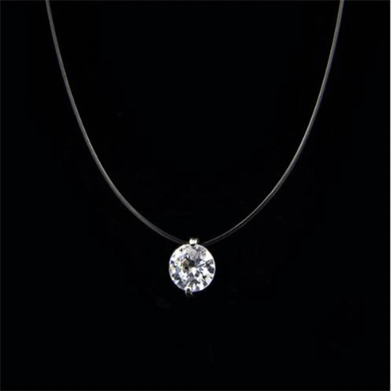 Gargantilha Minimalista com Cristal Zircão Transparente, Joia Delicada e Sofisticada para Mulheres