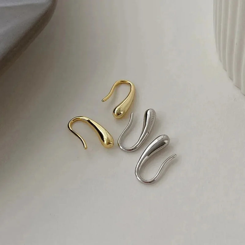 Brincos Femininos em Forma de Gota de Água em Prata, Estilo Retrô Minimalista para Festa e Aniversário