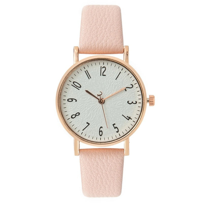 Relógio Feminino de Quartzo 33mm com Pulseira de Couro Sintético, Look Casual Delicado para Presentear
