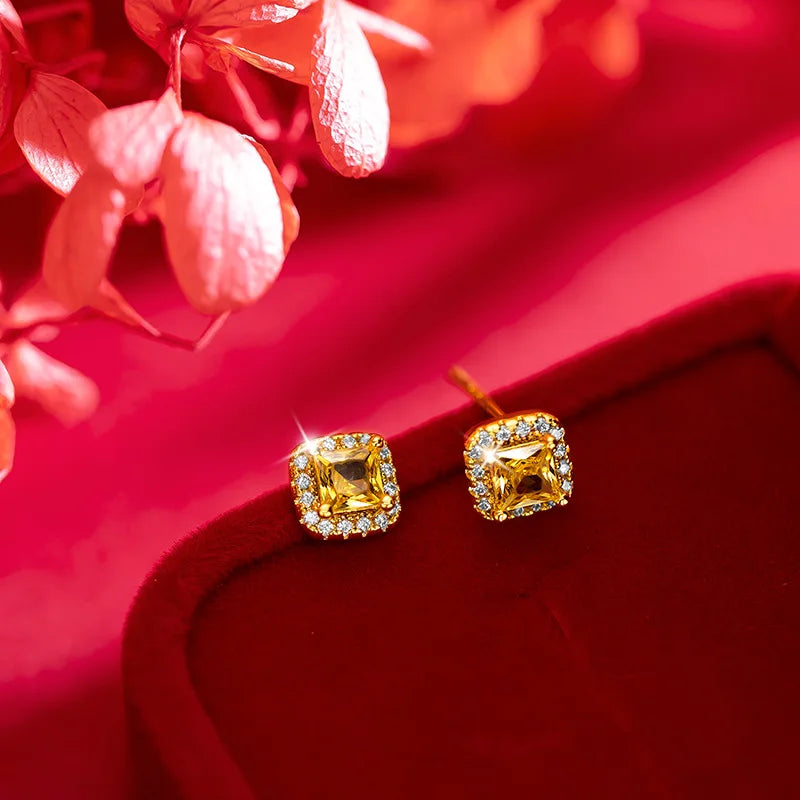 Conjunto de Luxo Feminino em Ouro 24K com Diamante Natural, Joias Exclusivas de Alto Padrão