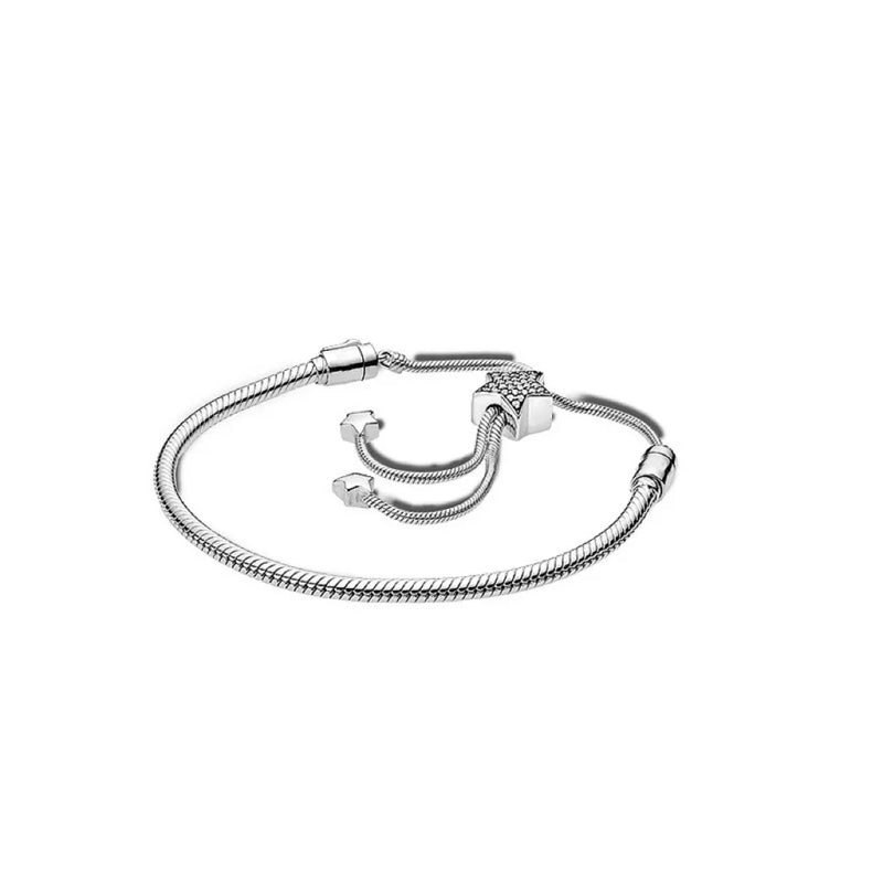 Pulseira Feminina em Prata 925 Ajustável com Zircônia, Joia Atemporal e Elegante para Presentear