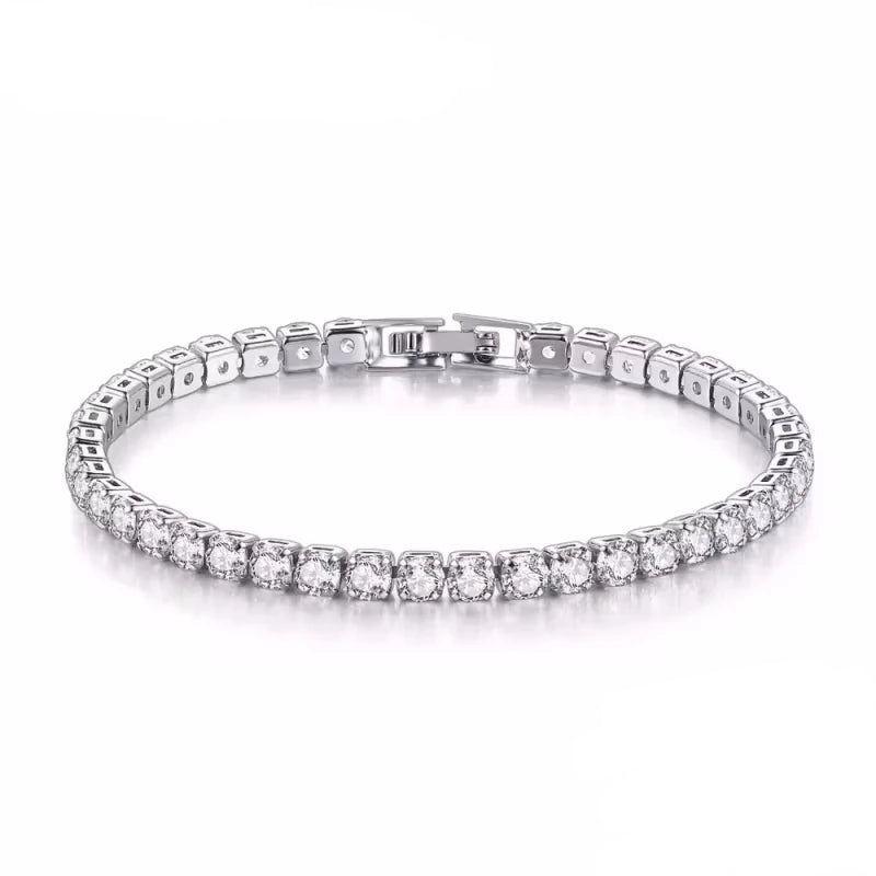Pulseira Feminina em Prata 925 Estilo Tênis com Cristais de Zircônia, Luxo Moderno e Sofisticação Atemporal