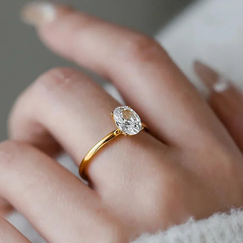 Anel Feminino de Noivado em Prata 925 com Zircão Brilhante 1–8ct, Joia Romântica e Atemporal