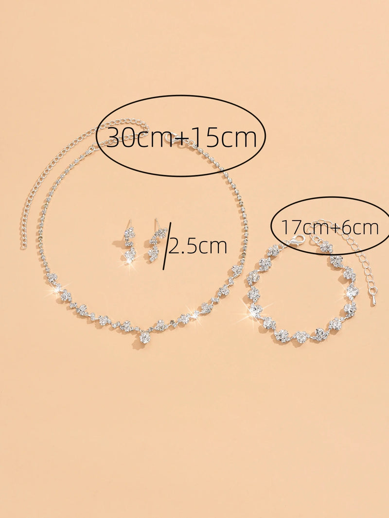 Conjunto Clássico de Colar, Brincos e Pulseiras Florais, Elegância Completa para Casamentos e Festas