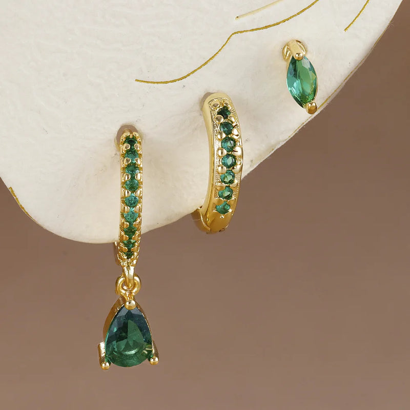 Conjunto com 3 Pares de Brincos Estrela em Aço Inoxidável Banhados a Ouro 18K, Estilo Punk e Moderno