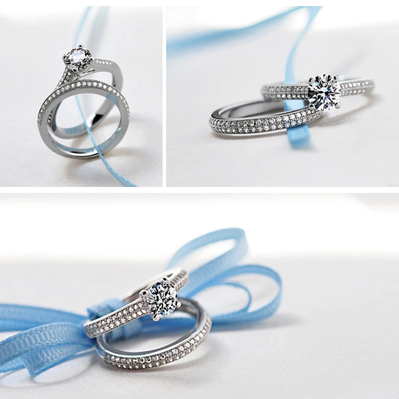 Conjunto de Anéis Femininos em Prata 925 com Turmalina e Zircônia, Design Vintage Halo para Casamento