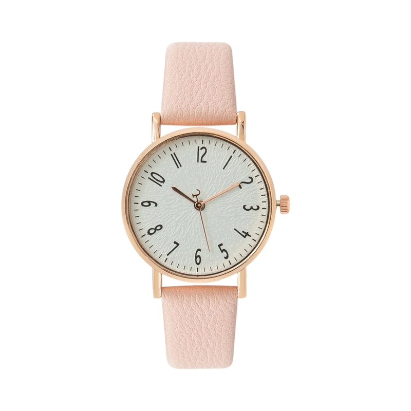 Relógio Feminino de Quartzo 33mm com Pulseira de Couro Sintético, Look Casual Delicado para Presentear