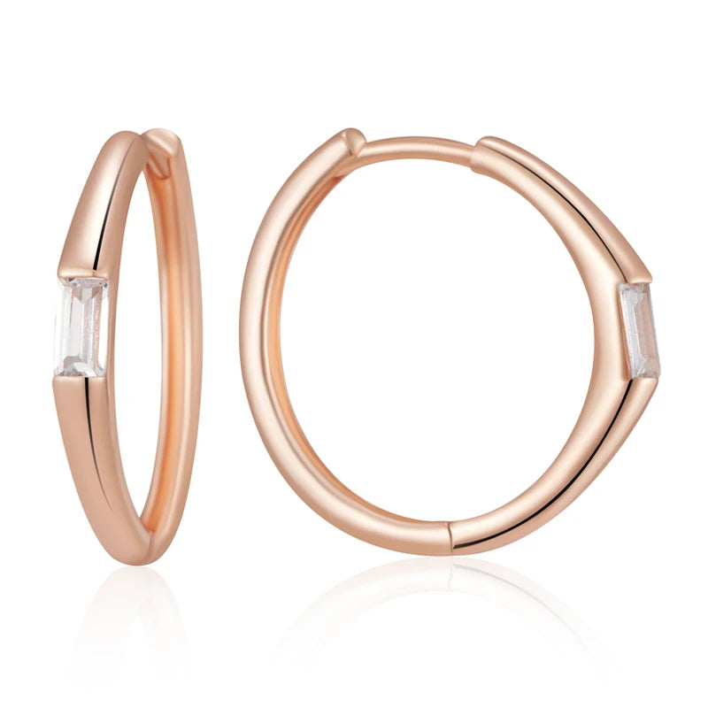 Brincos de Argola em Ouro Rosa 585 com Zircão Natural, Acessório Luxuoso e Sofisticado para Noivas e Festas