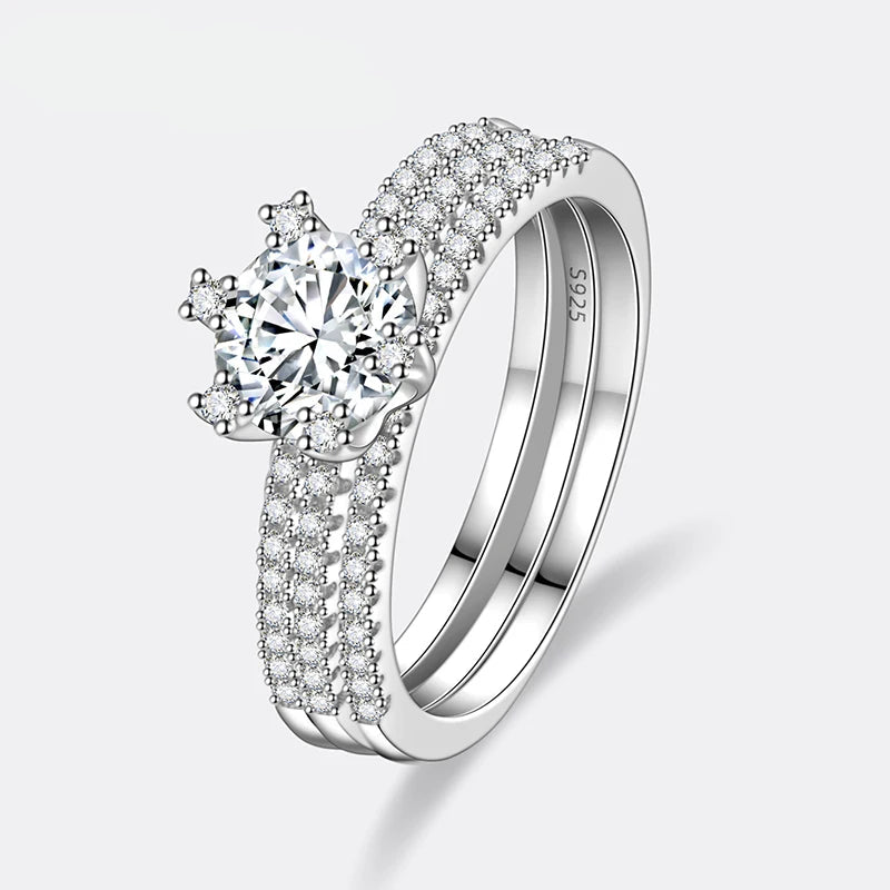 Anel de Noiva em Prata 925 com Moissanite de 0.5 a 1CT, Luxo e Brilho Atemporal para Casamento