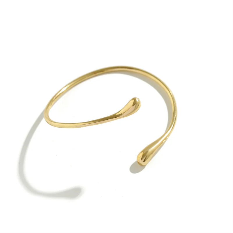 Pulseira Aberta Feminina Estilo Manguito Gota de Água, Design Vintage Geométrico com Toque Boho