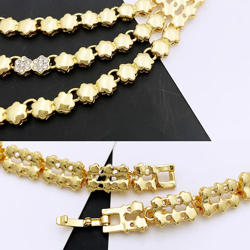 Kit Feminino Banhado a Ouro com Colar, Brincos, Pulseira e Anel, Luxo Italiano para Festas e Eventos