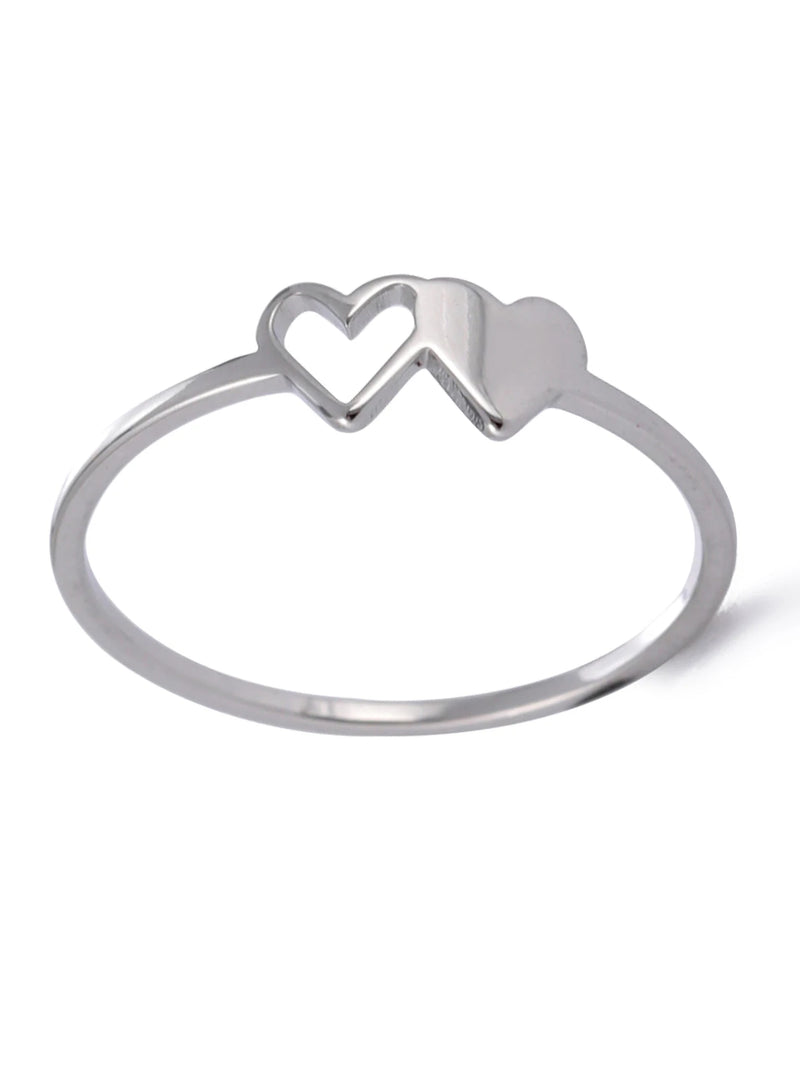 Anel Feminino de Coração Duplo com Letra Inicial em Aço Inoxidável Banhado a Ouro 18K, Moda Personalizada para Casamento e Presentes