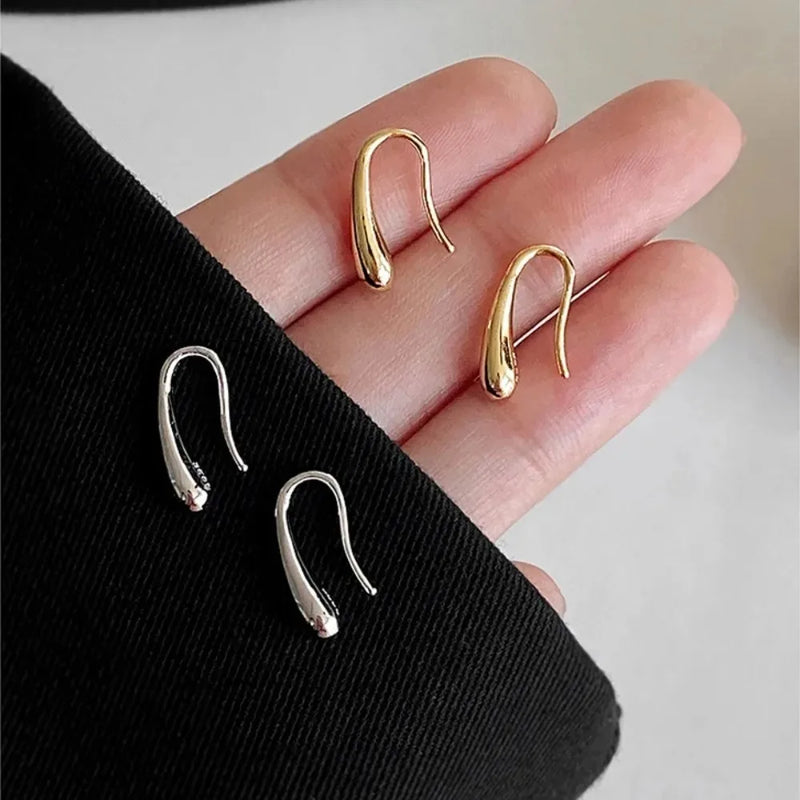 Brincos Femininos em Forma de Gota de Água em Prata, Estilo Retrô Minimalista para Festa e Aniversário